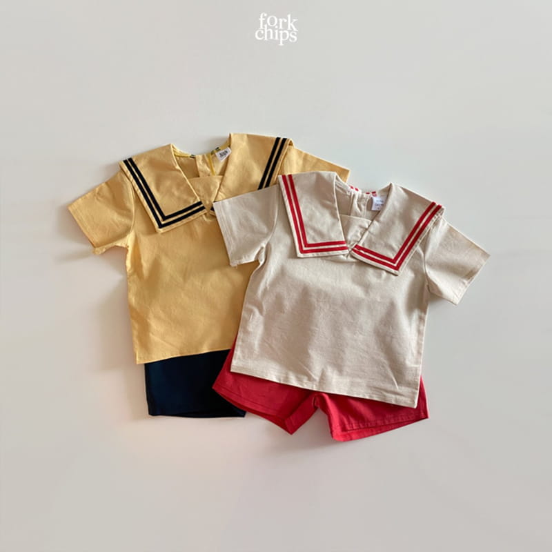 FORK CHIPS - Korean Children Fashion - #Kfashion4kids - Twin Salior Top Bottom Set