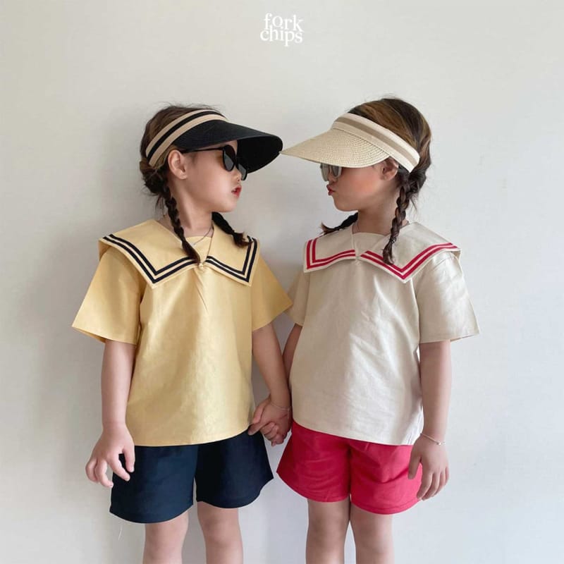 FORK CHIPS - Korean Children Fashion - #Kfashion4kids - Twin Salior Top Bottom Set - 12