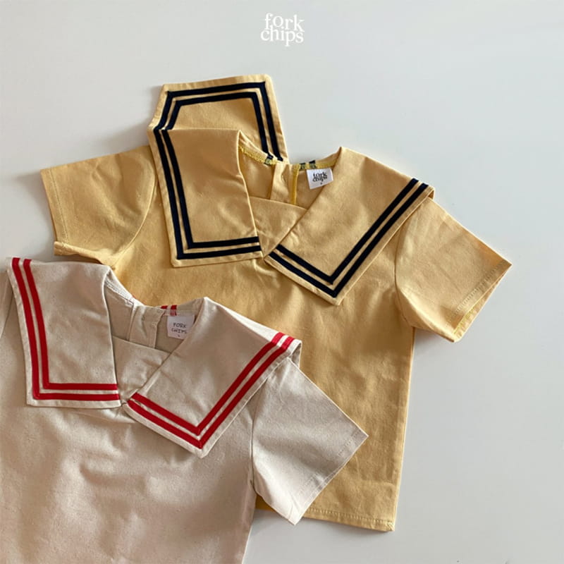 FORK CHIPS - Korean Children Fashion - #Kfashion4kids - Twin Salior Top Bottom Set - 2