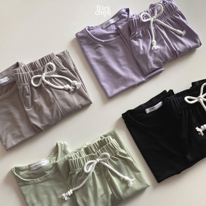 FORK CHIPS - Korean Children Fashion - #Kfashion4kids - Softly Top Bottom Set - 2