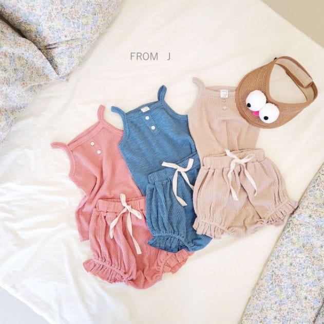 FROM J - Korean Children Fashion - #Kfashion4kids - Rip Sleeveless Frill Bloomer Set