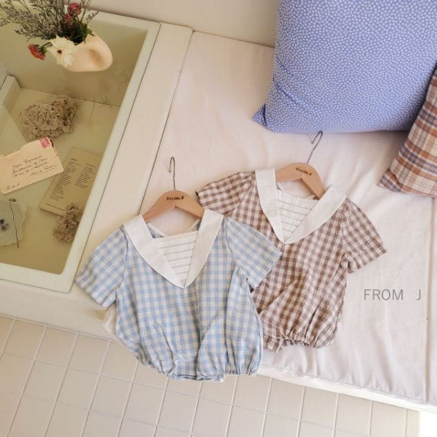 FROM J - Korean Children Fashion - #Kfashion4kids - Pintuck Check Bodysuit