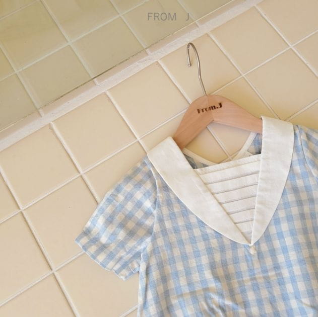 FROM J - Korean Children Fashion - #Kfashion4kids - Pintuck Check Bodysuit - 4