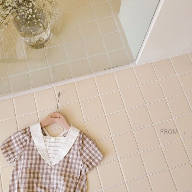 FROM J - Korean Children Fashion - #Kfashion4kids - Pintuck Check Bodysuit - 6