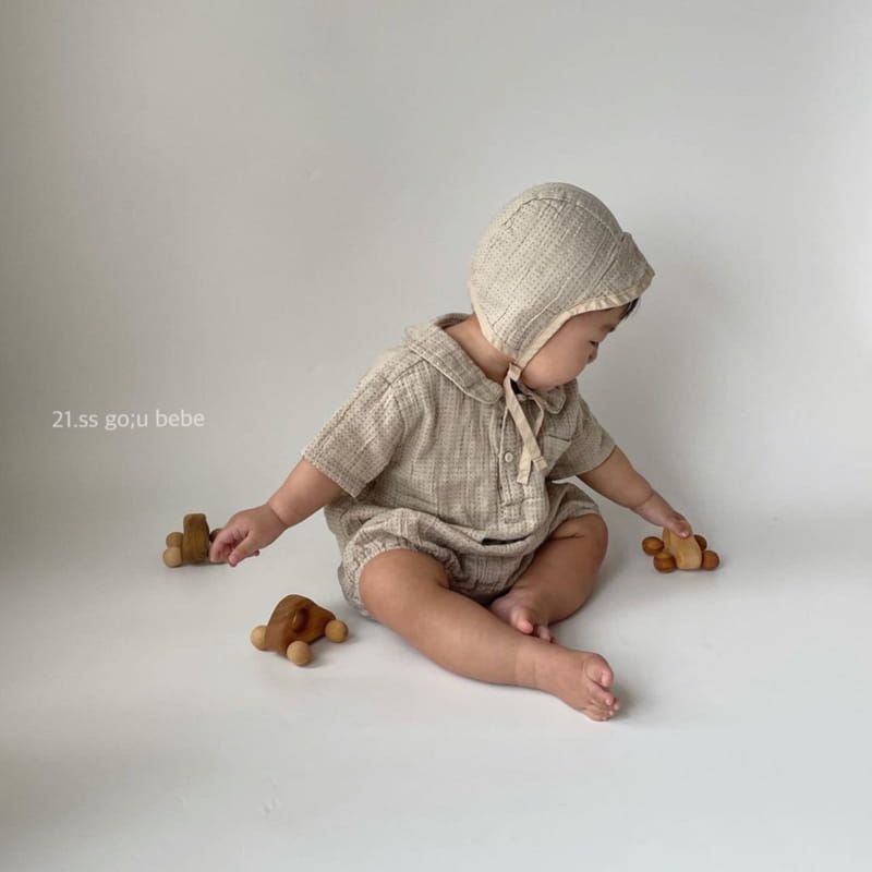 GO;U - Korean Children Fashion - #Kfashion4kids - Dots Collar Bodysuit with Hat - 11