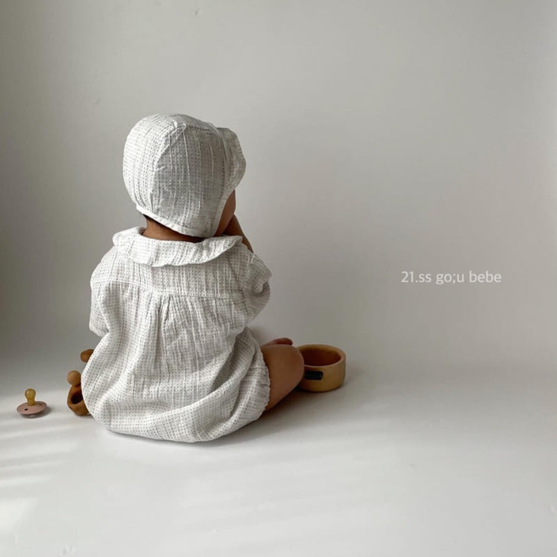 GO;U - Korean Children Fashion - #Kfashion4kids - Dots Collar Bodysuit with Hat - 12