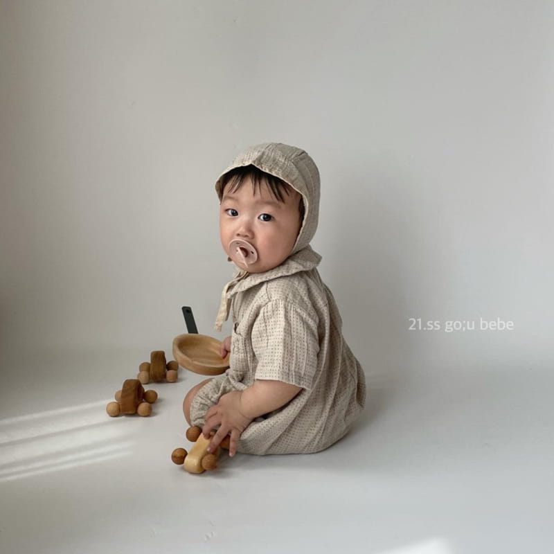 GO;U - Korean Children Fashion - #Kfashion4kids - Dots Collar Bodysuit with Hat - 6