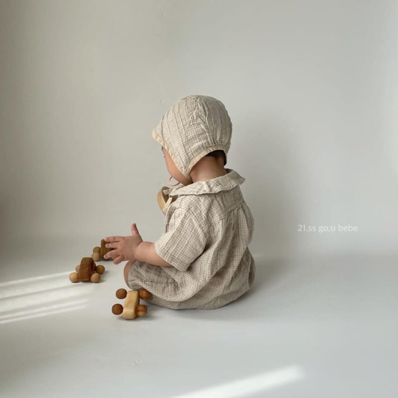 GO;U - Korean Children Fashion - #Kfashion4kids - Dots Collar Bodysuit with Hat - 7