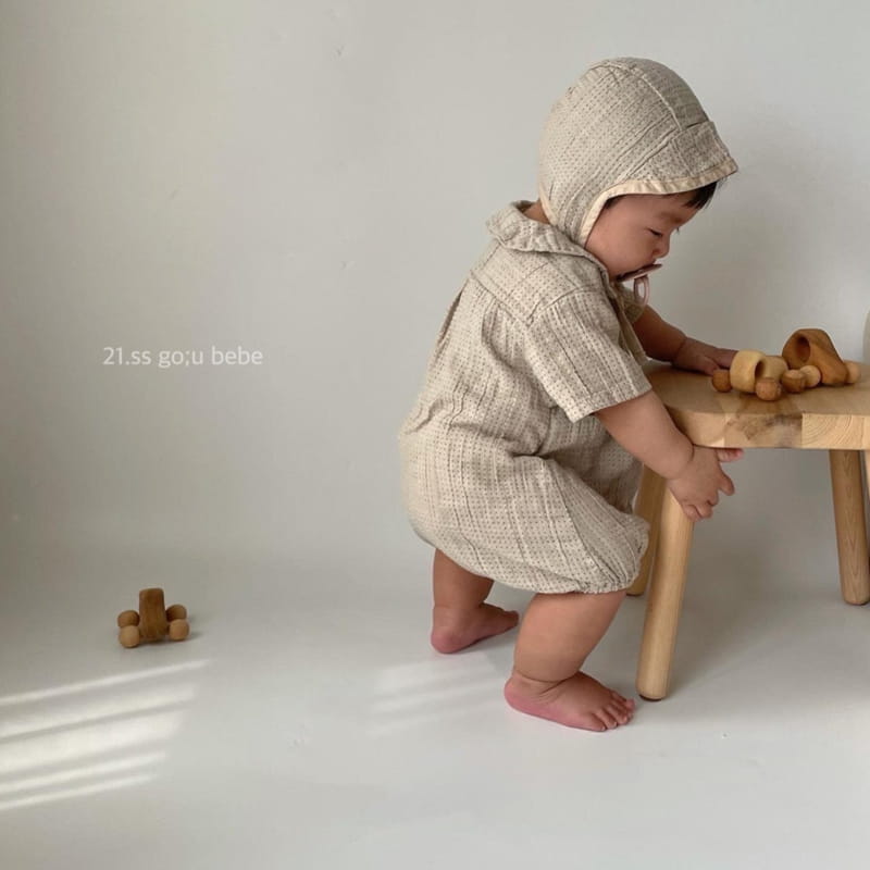 GO;U - Korean Children Fashion - #Kfashion4kids - Dots Collar Bodysuit with Hat - 8