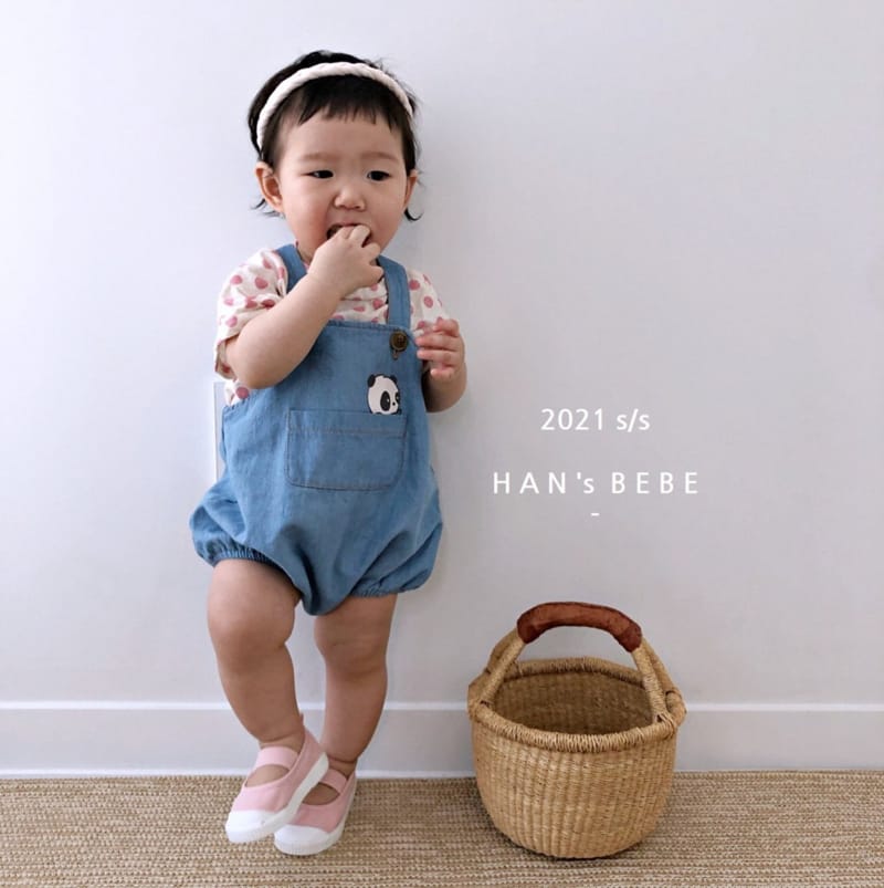 HAN'S - Korean Children Fashion - #Kfashion4kids - Denim Dungarees Bodysuit - 2