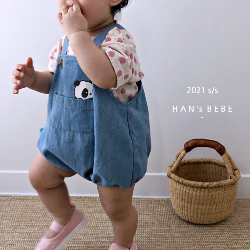 HAN'S - Korean Children Fashion - #Kfashion4kids - Denim Dungarees Bodysuit - 5