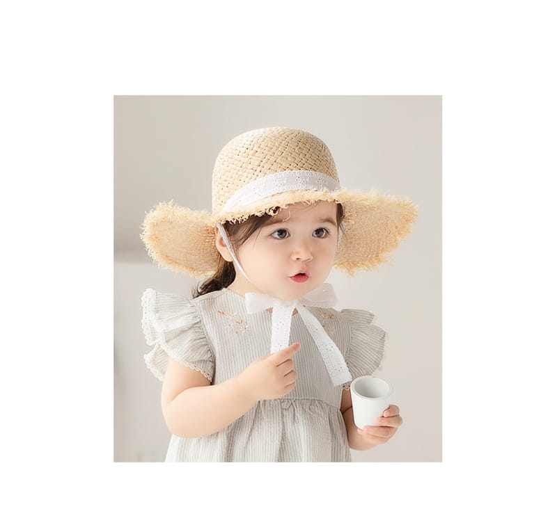 HAPPY PRINCE - Korean Children Fashion - #Kfashion4kids - Evelyn Lace Raphia Hat - 2