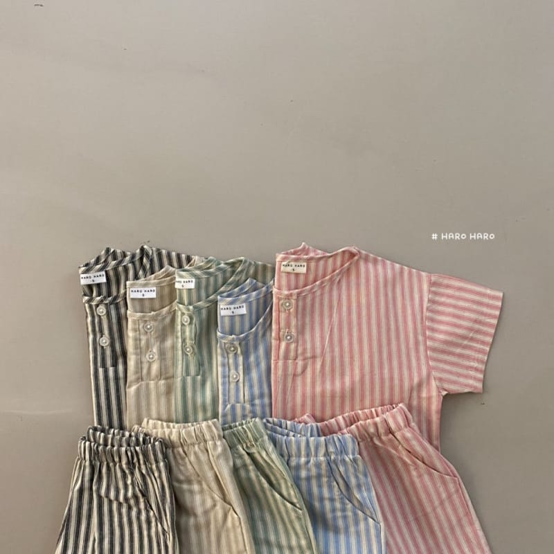 HARO HARO - Korean Children Fashion - #Kfashion4kids - Wilds Stripes Top Bottom Set