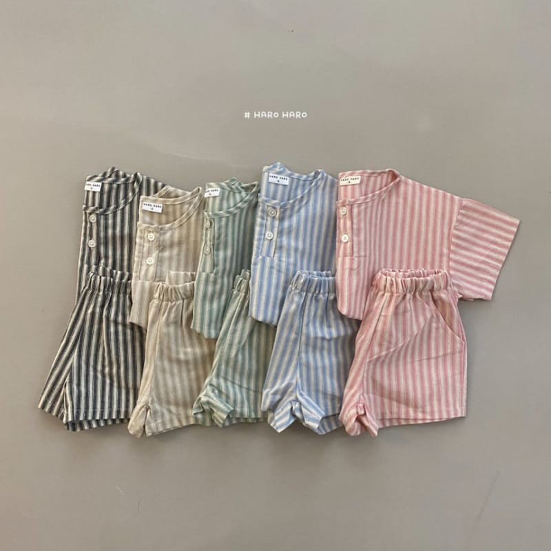 HARO HARO - Korean Children Fashion - #Kfashion4kids - Wilds Stripes Top Bottom Set - 3