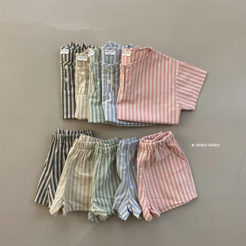 HARO HARO - Korean Children Fashion - #Kfashion4kids - Wilds Stripes Top Bottom Set - 4