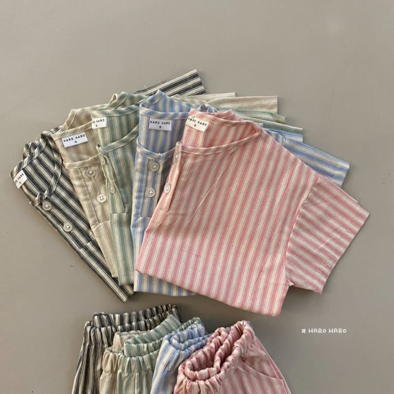 HARO HARO - Korean Children Fashion - #Kfashion4kids - Wilds Stripes Top Bottom Set - 5