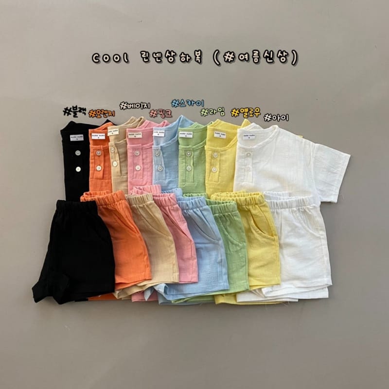 HARO HARO - Korean Children Fashion - #Kfashion4kids - Cool Linen Top Bottom Set
