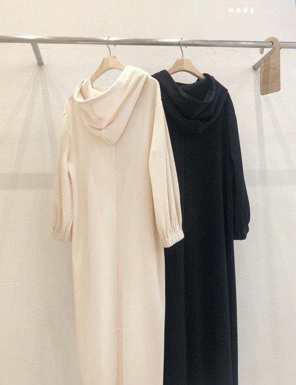 HAVE - Korean Women Fashion - #Kfashion - Every Pleats Hood One-piece - 2