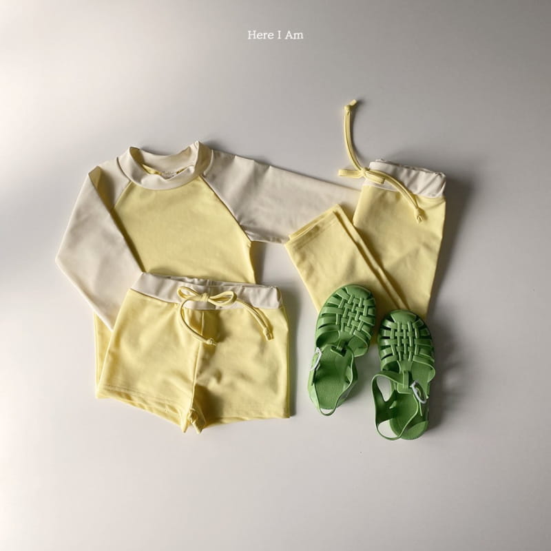 HERE I AM - Korean Children Fashion - #Kfashion4kids - Barney Rashguard Top Shorts Set - 3