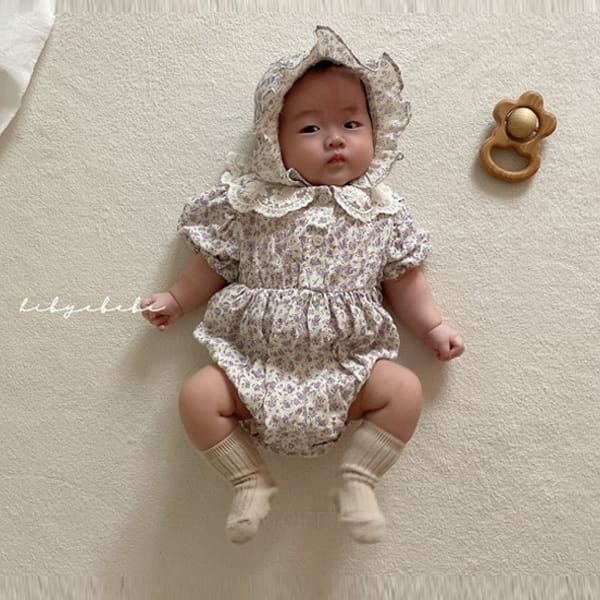 HI BYEBEBE - Korean Children Fashion - #Kfashion4kids - Saffron Lace Collar Bodysuit with Bonnet