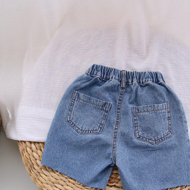J-ROOM - Korean Children Fashion - #Kfashion4kids - Open Denim Shorts - 7