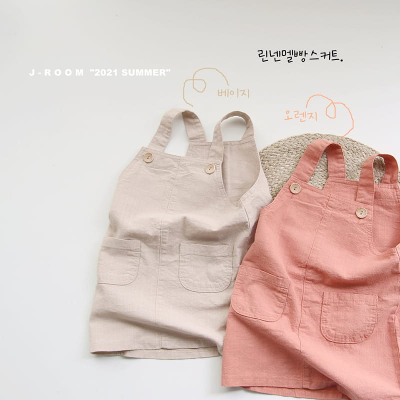 J-ROOM - Korean Children Fashion - #Kfashion4kids - Linen Dungarees Skirt