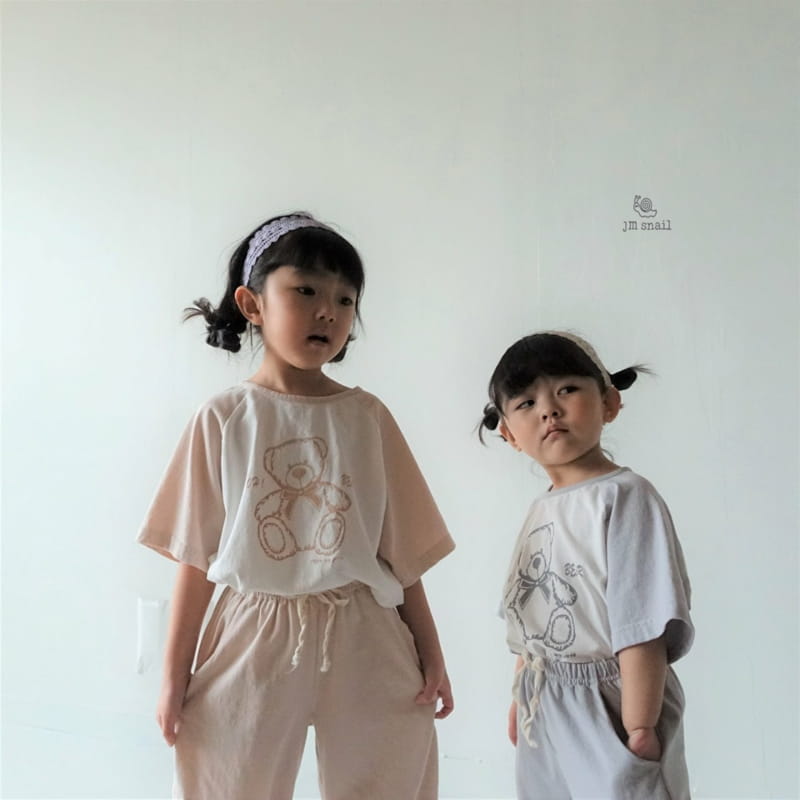 JM SNAIL - Korean Children Fashion - #Kfashion4kids - Raglan Bear Top Bottom Set - 2