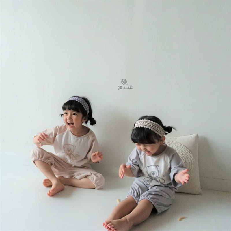 JM SNAIL - Korean Children Fashion - #Kfashion4kids - Raglan Bear Top Bottom Set - 5