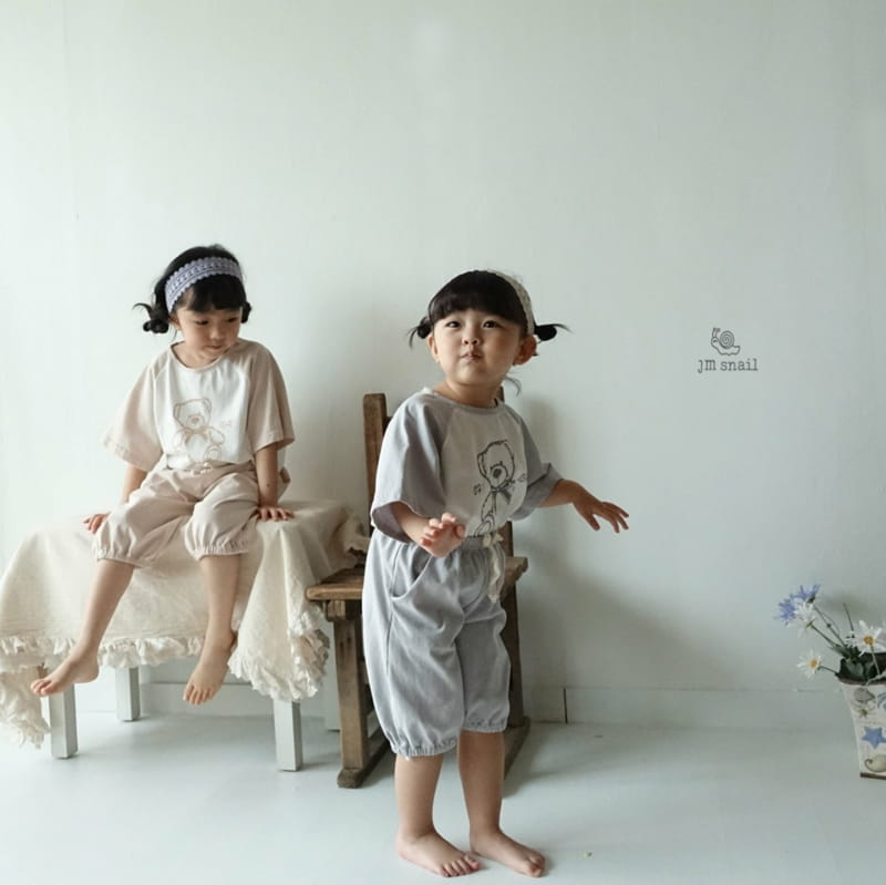 JM SNAIL - Korean Children Fashion - #Kfashion4kids - Raglan Bear Top Bottom Set - 7
