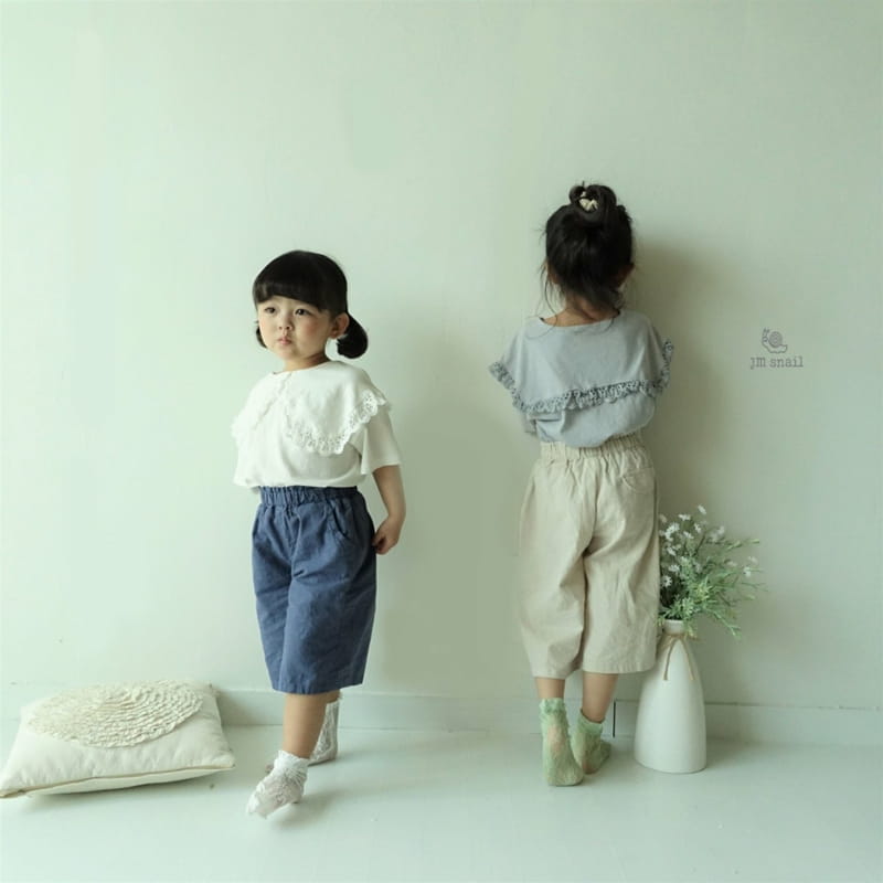 JM SNAIL - Korean Children Fashion - #Kfashion4kids - Big Collar Lace Tee