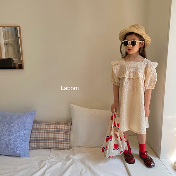 LABOM - Korean Children Fashion - #Kfashion4kids - Square Frill Mini One-piece