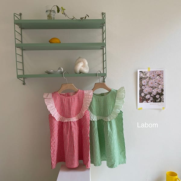LABOM - Korean Children Fashion - #Kfashion4kids - Check Frill Sleeveless One-piece - 2