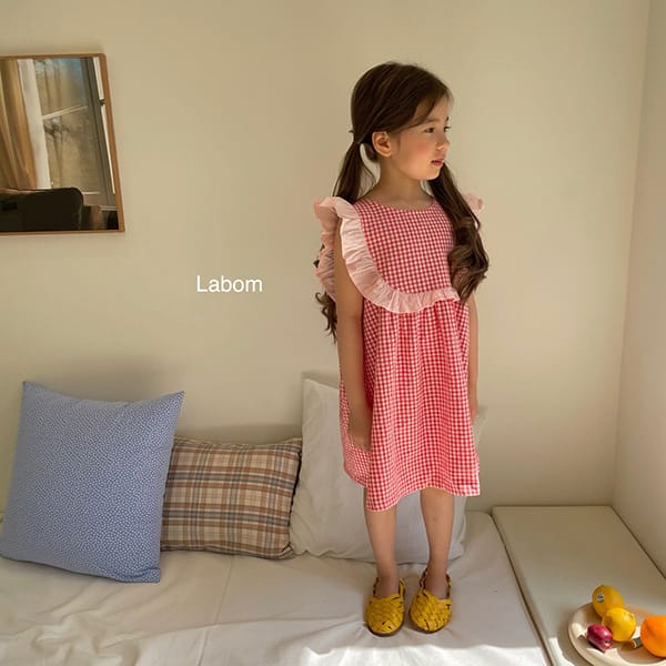LABOM - Korean Children Fashion - #Kfashion4kids - Check Frill Sleeveless One-piece - 3