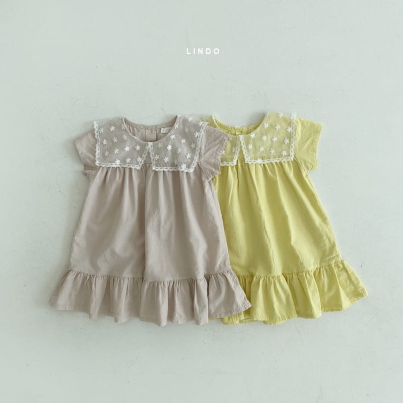 LINDO - Korean Children Fashion - #Kfashion4kids - Embroidery Flower Collar One-piece