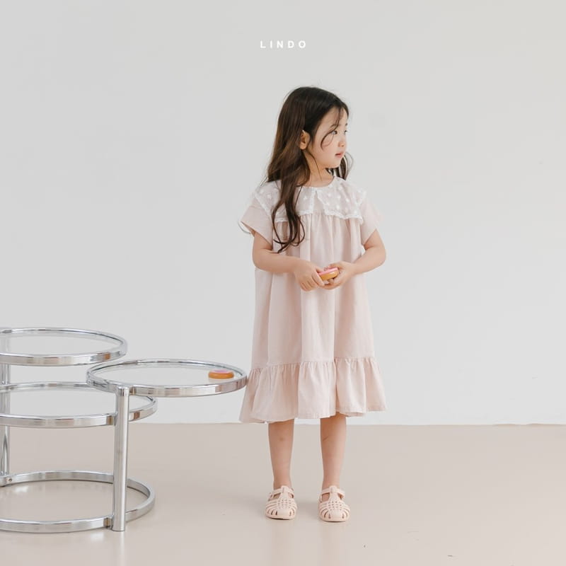 LINDO - Korean Children Fashion - #Kfashion4kids - Embroidery Flower Collar One-piece - 10