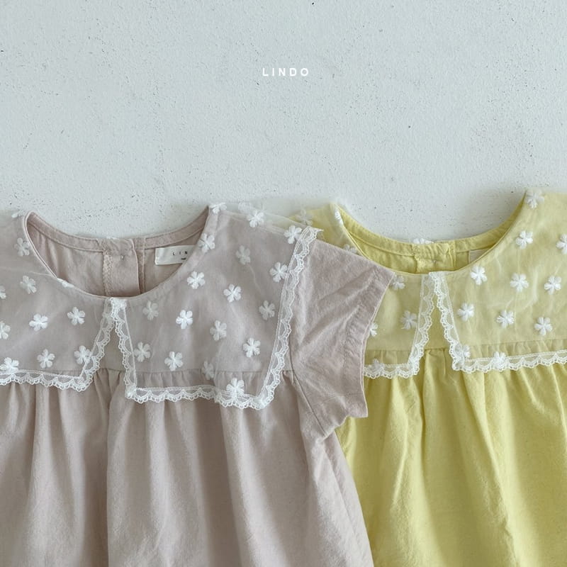 LINDO - Korean Children Fashion - #Kfashion4kids - Embroidery Flower Collar One-piece - 11