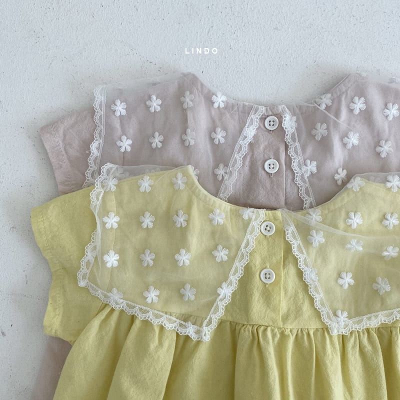 LINDO - Korean Children Fashion - #Kfashion4kids - Embroidery Flower Collar One-piece - 12