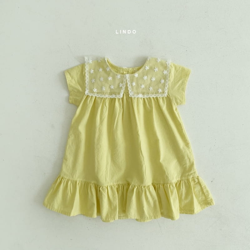 LINDO - Korean Children Fashion - #Kfashion4kids - Embroidery Flower Collar One-piece - 2