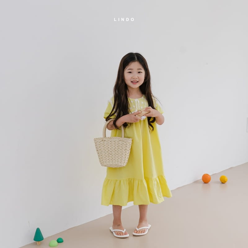 LINDO - Korean Children Fashion - #Kfashion4kids - Embroidery Flower Collar One-piece - 6