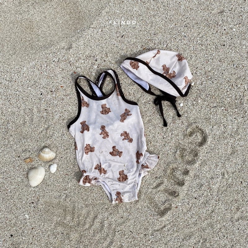 LINDO - Korean Children Fashion - #Kfashion4kids - Don't Worry Bear Swimwear with hat - 3