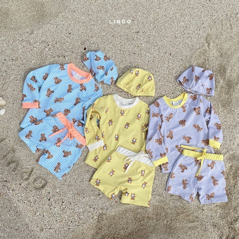 LINDO - Korean Children Fashion - #Kfashion4kids - Don't Worry Bear Rashguard with hat