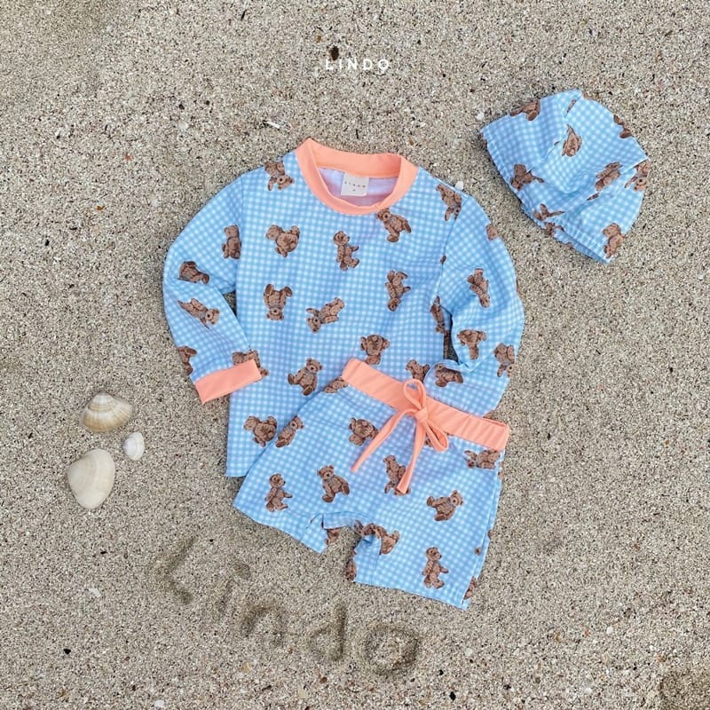 LINDO - Korean Children Fashion - #Kfashion4kids - Don't Worry Bear Rashguard with hat - 3