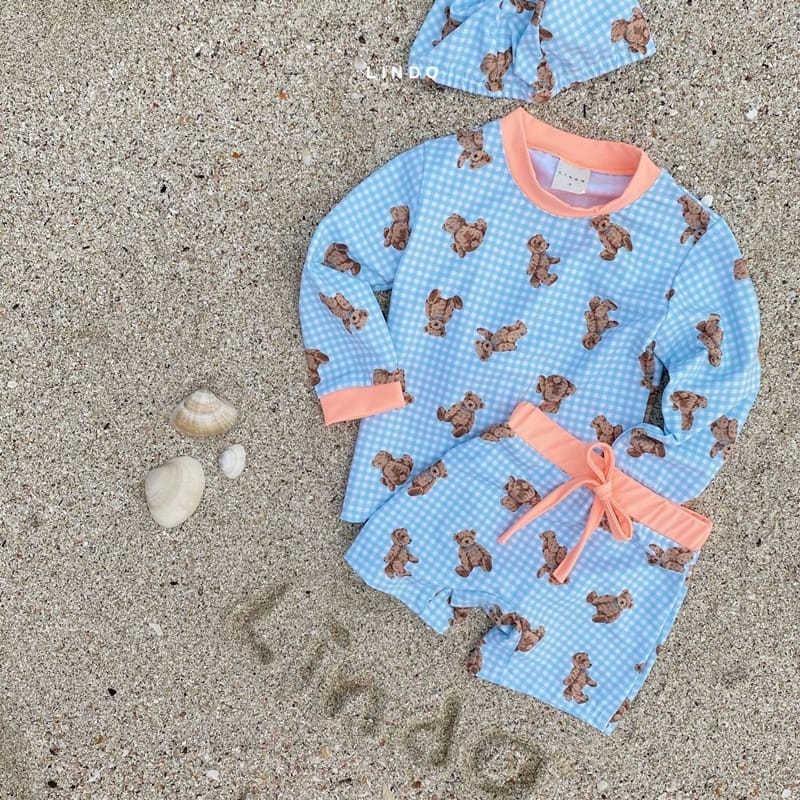 LINDO - Korean Children Fashion - #Kfashion4kids - Don't Worry Bear Rashguard with hat - 4