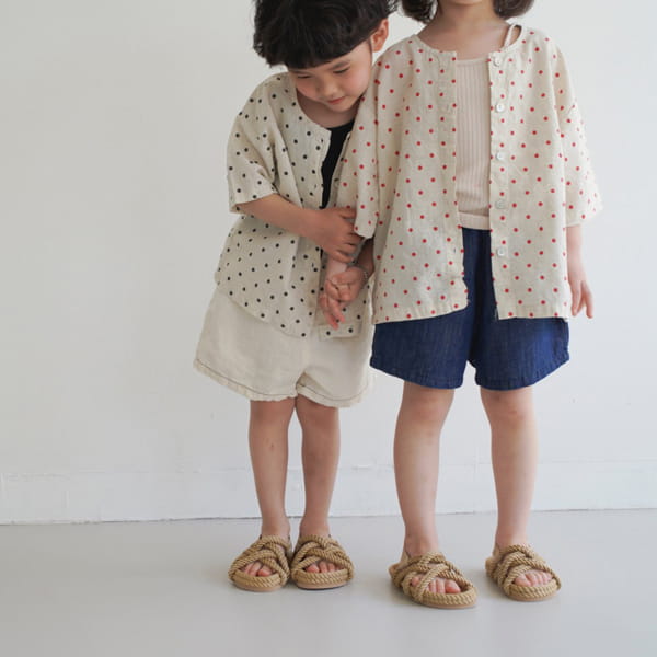 LITTLE COLLI - Korean Children Fashion - #Kfashion4kids - Linen Dot Shirt