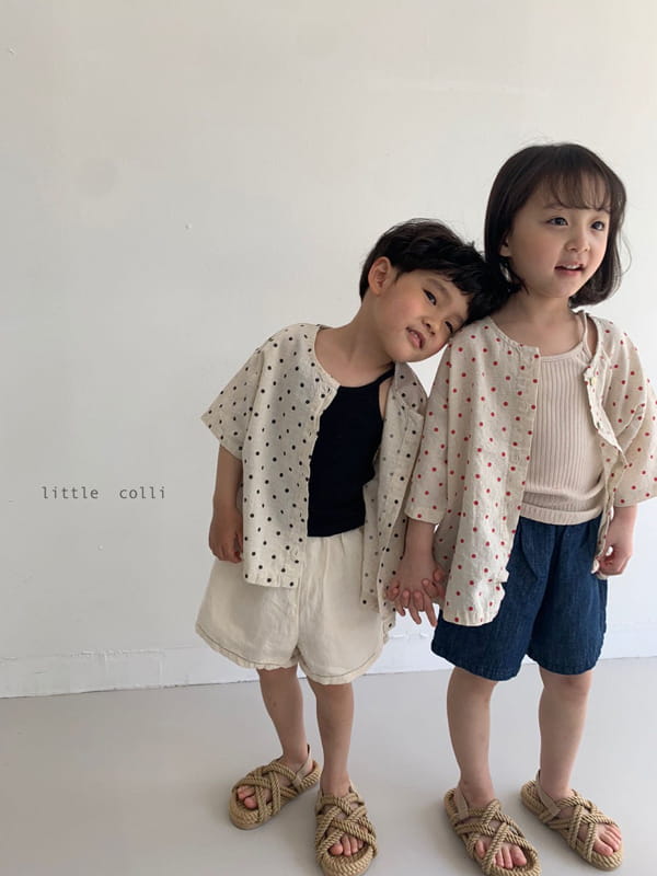 LITTLE COLLI - Korean Children Fashion - #Kfashion4kids - Linen Dot Shirt - 6