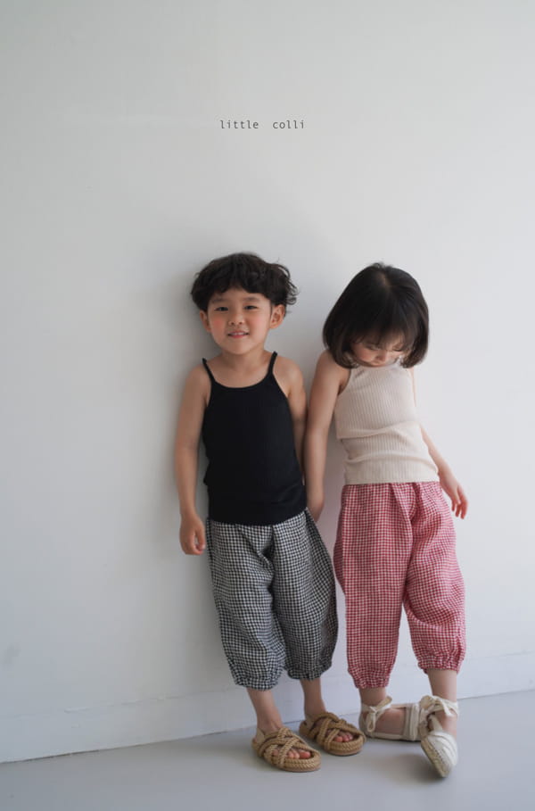 LITTLE COLLI - Korean Children Fashion - #Kfashion4kids - Linen Check Pants - 2