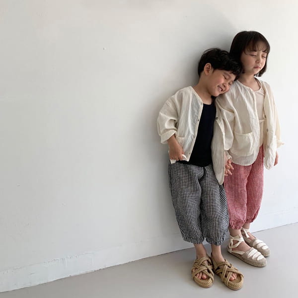 LITTLE COLLI - Korean Children Fashion - #Kfashion4kids - Linen Check Pants - 8