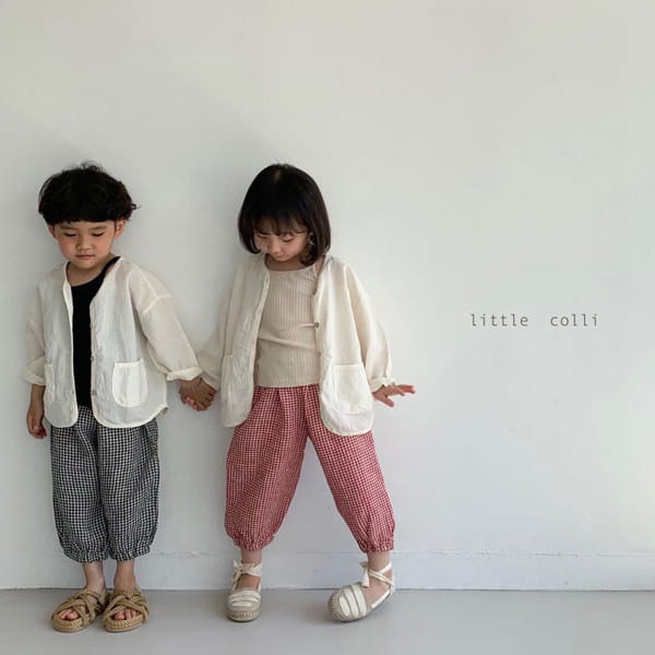LITTLE COLLI - Korean Children Fashion - #Kfashion4kids - Linen Check Pants - 9