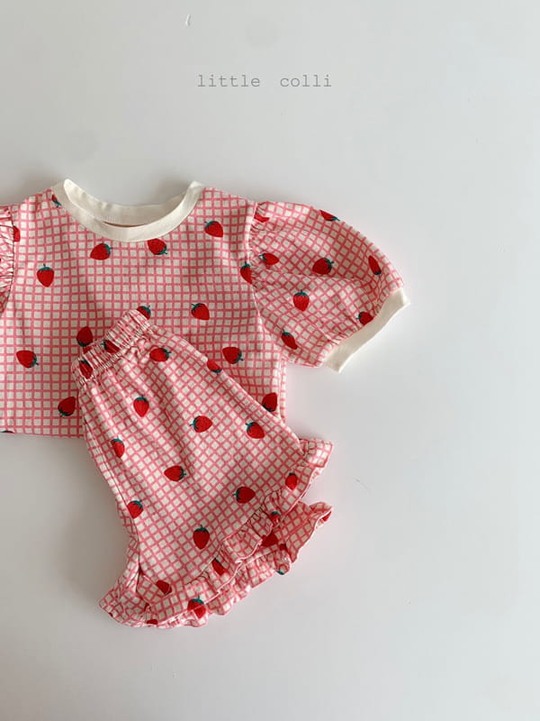 LITTLE COLLI - Korean Children Fashion - #Kfashion4kids - Strewberry Top Bottom Set - 5