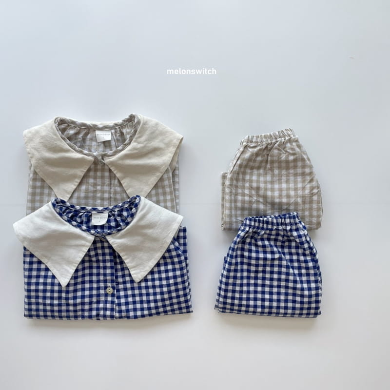 MELON SWITCH - Korean Children Fashion - #Kfashion4kids - Check Sailor Top Bottom Set